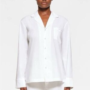 🌻NEW w.tags Skims Spa White Cotton Button Up Sleep Top Size XL